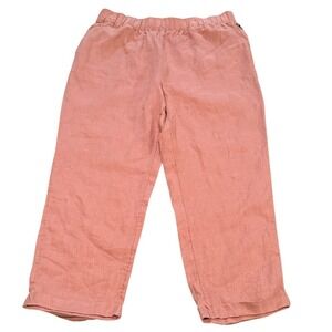 NWT RACHEL Roy Blush 100% Linen Elastic Waist Casual Women's Pants Sz L Coastal